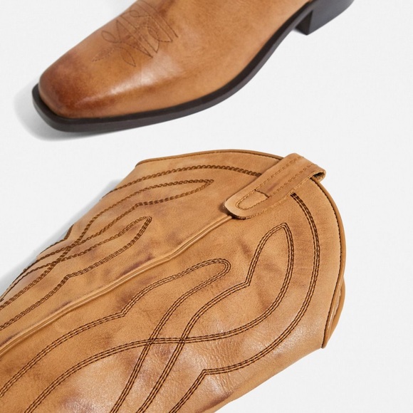 Urban Outfitters Brown Leather Cowboy Western Pull On Boots size 9 - Picture 6 of 7